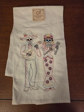Mariachi Skeleton Duo Flour Sack Kitchen Towel